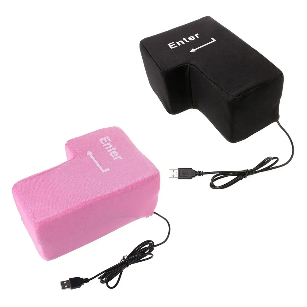 Color: black - Anti-Stress Computer Huge Enter Key Big Giant USB Keyboard Vent Button Pillow