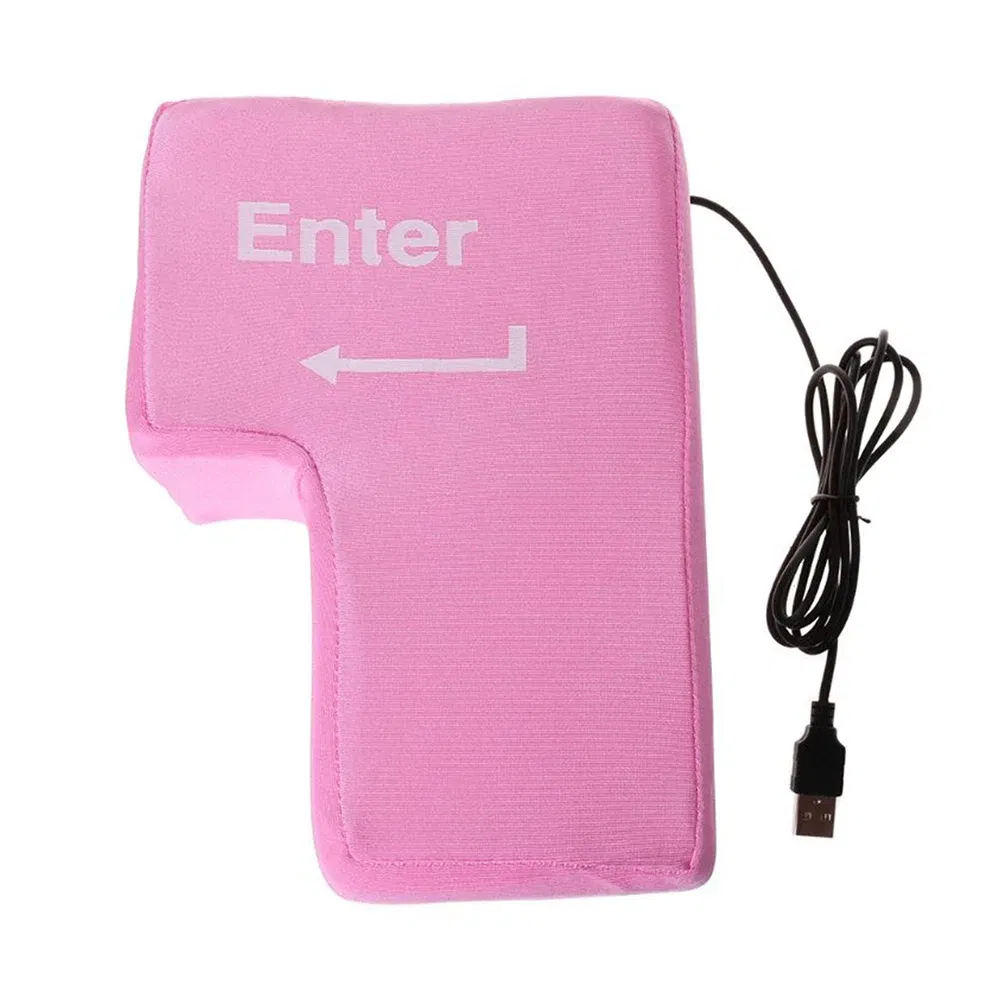 Color: black - Anti-Stress Computer Huge Enter Key Big Giant USB Keyboard Vent Button Pillow