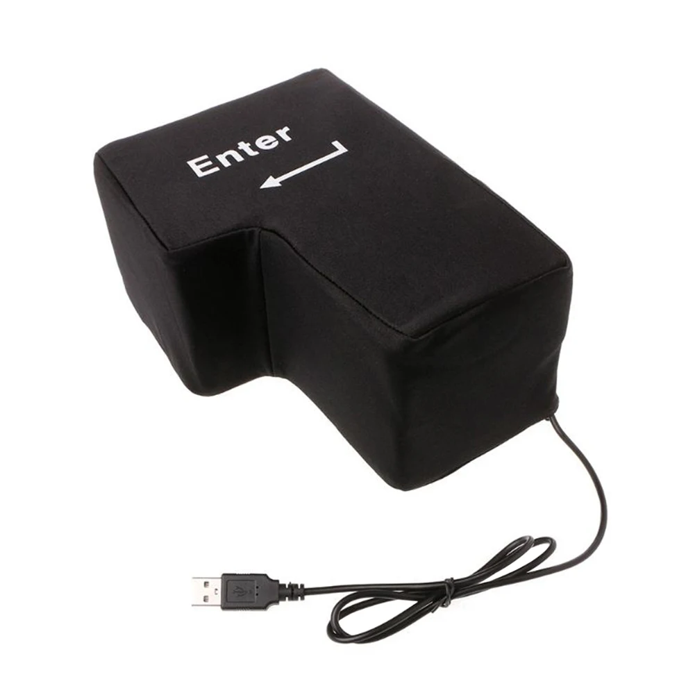 Color: black - Anti-Stress Computer Huge Enter Key Big Giant USB Keyboard Vent Button Pillow