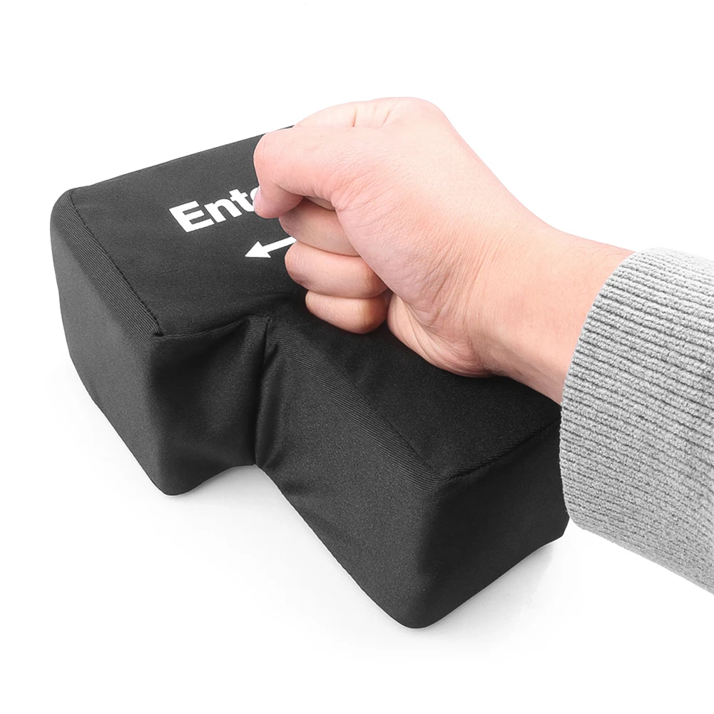Color: black - Anti-Stress Computer Huge Enter Key Big Giant USB Keyboard Vent Button Pillow