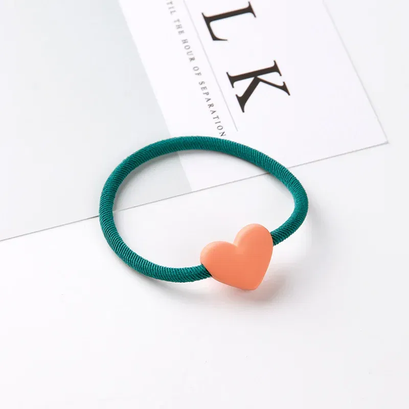 Color: Blue, Ships From: CHINA - Cute Girls Hair Bands Ties Round Heart Rubber Band Fashion Scrunchie Elastic Korean Hair Accessories Ponytail Holder Headband