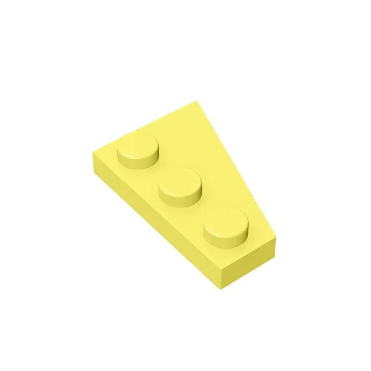 Color: light yellow - Gobricks GDS-546 Wedge, Plate 3 x 2 Left compatible with lego 43723 pieces of children's DIY Assemble Building Blocks