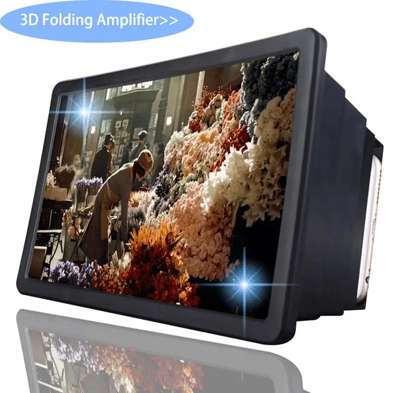 Color: WHITE - Mobile Phone Screen Magnifier Universal 3D Enlarger Magnifying Video Amplifier Projector Bracket Desktop Holder Stand For Phone