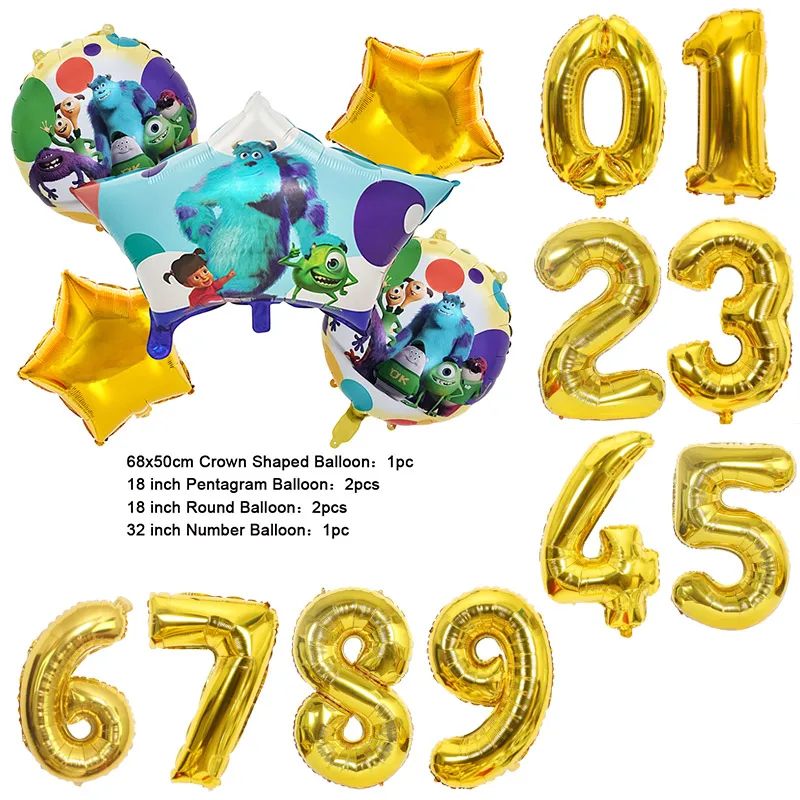 Color: DEEP BLUE, Capacity: 680ml - Monsters University Monsters, Inc. James P. Sullivan Theme Birthday Party Decoration Crown Shaped Balloon Set Baby Shower