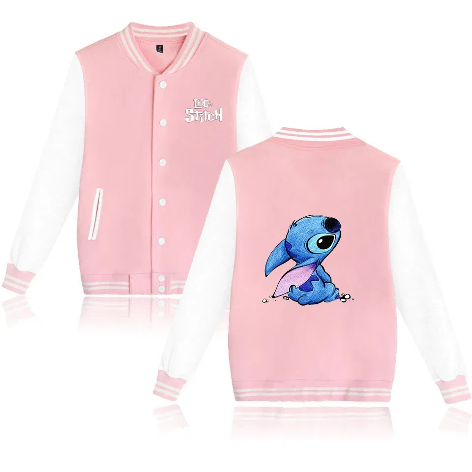 Color: Red, Size: 8XL - Lilo Stitch Baseball Jacket Men Women Hip Hop Harajuku Jackets Streetwear Kids Boys Girls Loose College Coats