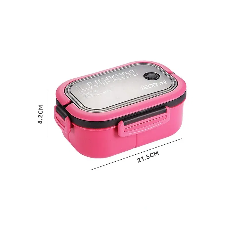 Color: Pink, Number of Compartments: 5, Number of Tiers: 2, Lunch Box Capacity: 1000ml - 1200ML 2 Layer Bento Lunch Box With Spoon Fork, Kid High Capacity Microwae Food Containers Portable Leakproof Office Camping