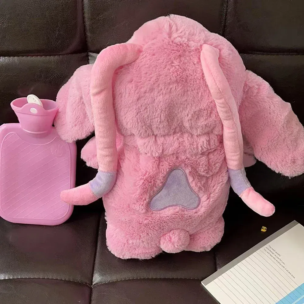 Color: WHITE - Disney Stitch Angel Lotso Plush Hand Warm Bottle Hot Water Bottles Portable Warm Hand Bag Hand Warmer Holiday Gift For Girlfrien