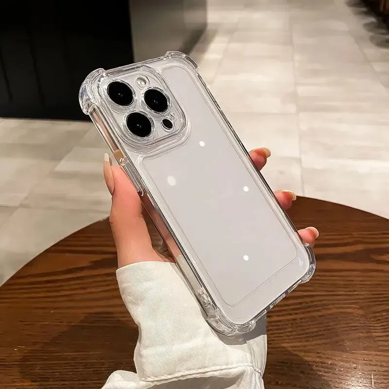 Material: Plastic, Color: Clear - Vanuoxin Luxury Shockproof Case for iPhone 15 14 13 12 11 Pro Max with Electroplat Button Bumper Phone Back Cover Clear & Black