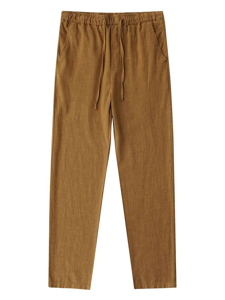 Color: army green, Size: S - Casual Cotton Linen Chino Pants Men Wide Leg Lightweight Baggy Cotton Sweatpants Male Walking  Jogger Trousers Work