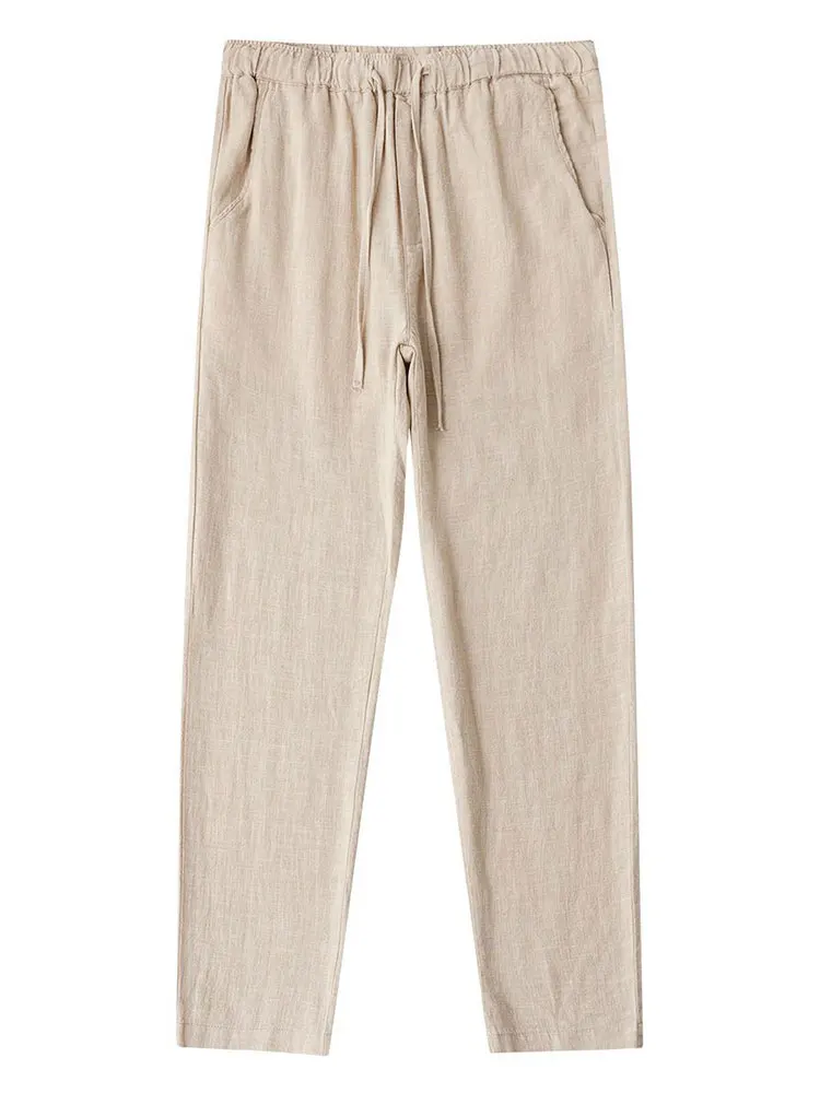 Color: army green, Size: S - Casual Cotton Linen Chino Pants Men Wide Leg Lightweight Baggy Cotton Sweatpants Male Walking  Jogger Trousers Work