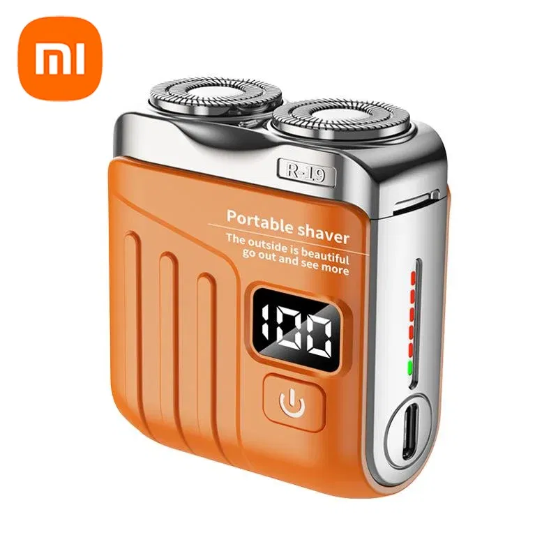 Color: Blue - Xiaomi Electric Smart Shaver Digital Display Mini Dual Blade Rechargeable Shaver Household Car Shaver Powerful Men's Gift Shaver