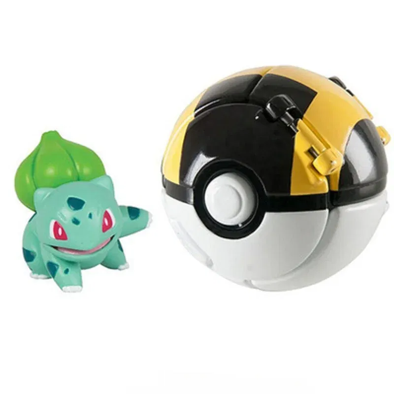 Color: Brown - New Pokemon Pokeball Anime Action Figurse Pikachu Squirtle Pocket Monster Variant Pok?©mon Game Elf Ball Model Toys Kids Gift