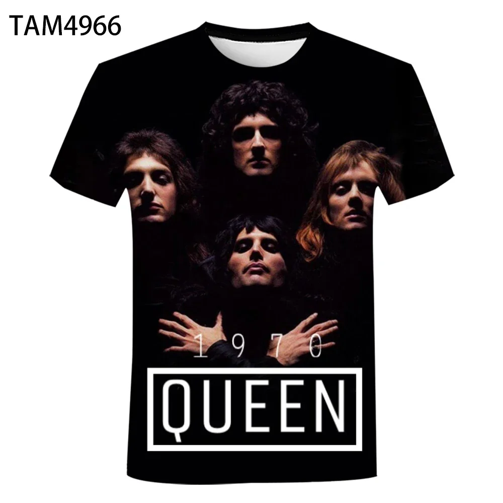 Color: black, Size: XXS - New British Rock Band Queen 3D Printed Men Women T-shirt Casual Short Sleeve Oversized Tees Tops Fashion Punk O-Neck Clothing