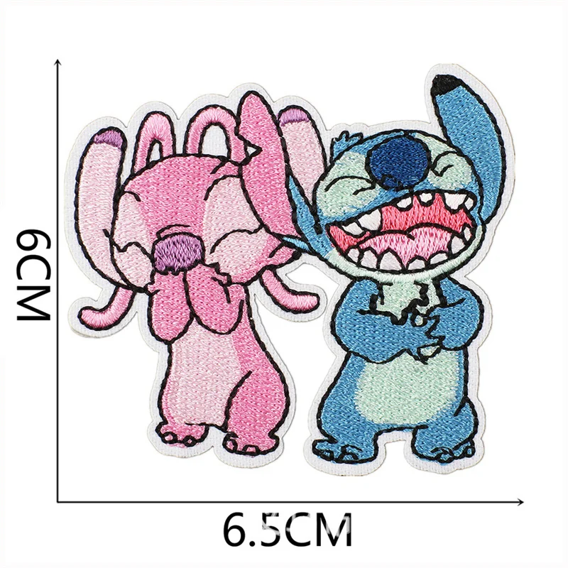 Color: Black Nickel - 1pcs Lilo & Stitch Embroidery Cloth Stickers Disney Bags Clothes DIY Accessories Kids Pants Hole Repair Iron On Patch Applique