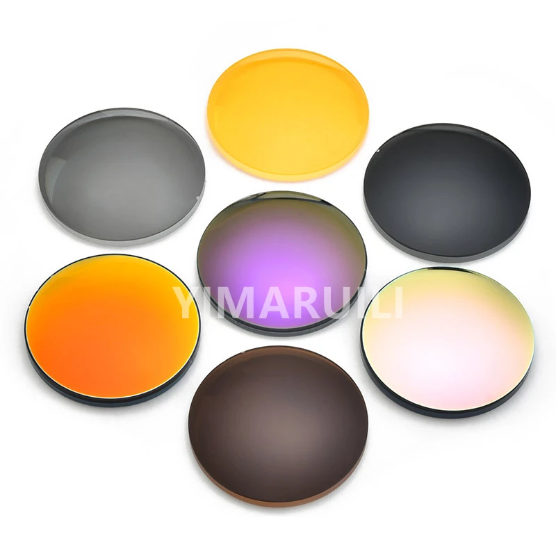 Lenses Color: Gold, Lens Index: 1.67 - YIMARUILI 1.56 1.61 1.67 Polarized Lens Sunglasses Lens UV400 Optical Prescription CR-39 Resin Colorful Mirror Lens 1 Pair