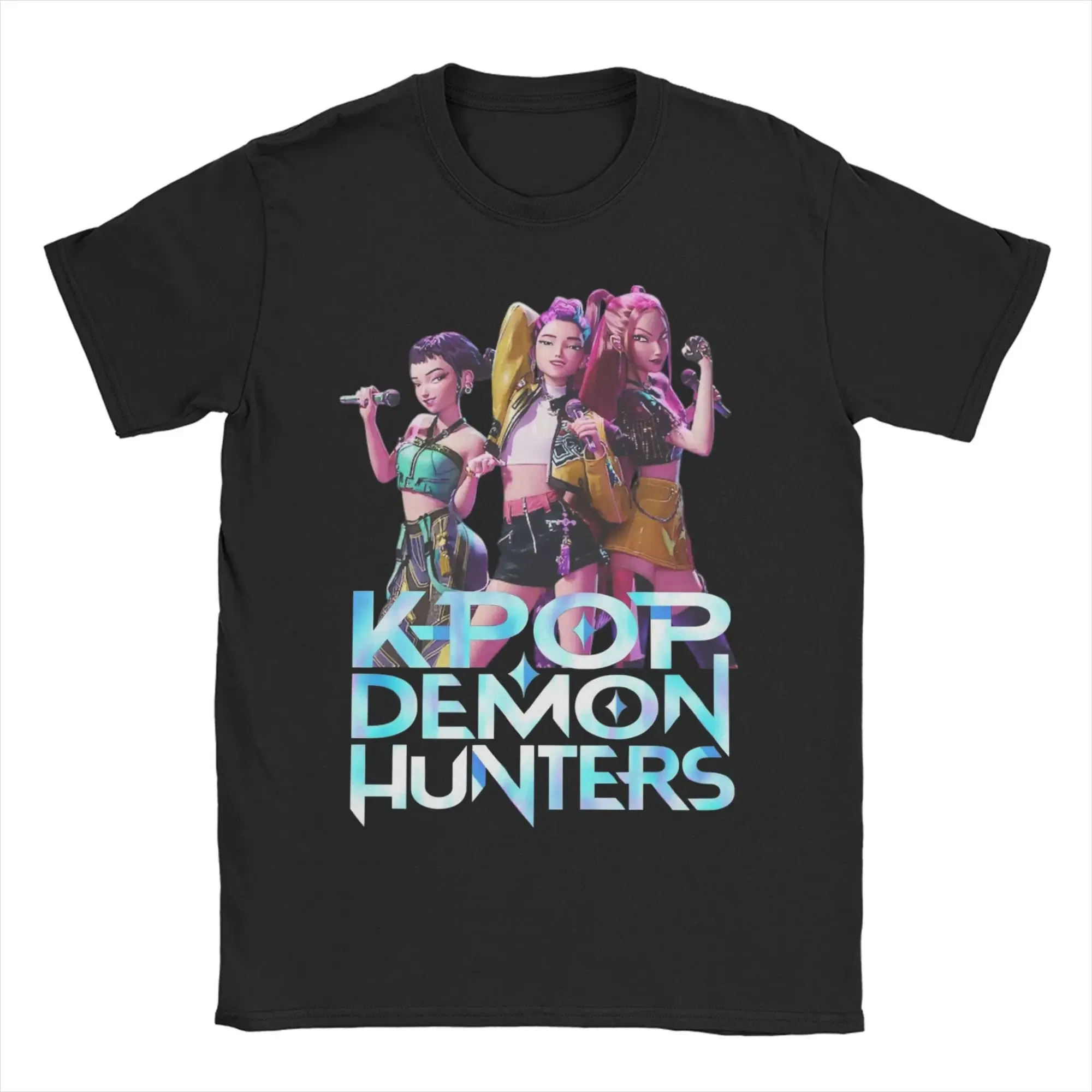 Color: black, Size: S - Derpy Tiger Cat T Shirt Men Women's Cotton Unique T-Shirt Round Collar Huntrix Kpop Demon Hunters Tees Short Sleeve 4XL 5XL 6XL