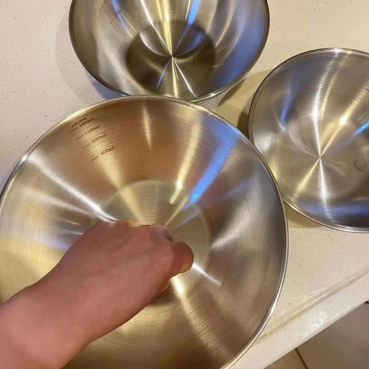 Color: Yellow - 1-3 Stainless Steel Bowl Set with Scale for Cooking Baking Food Storage Large Capacity Mixing Bowls for Home Kitchen Essentials