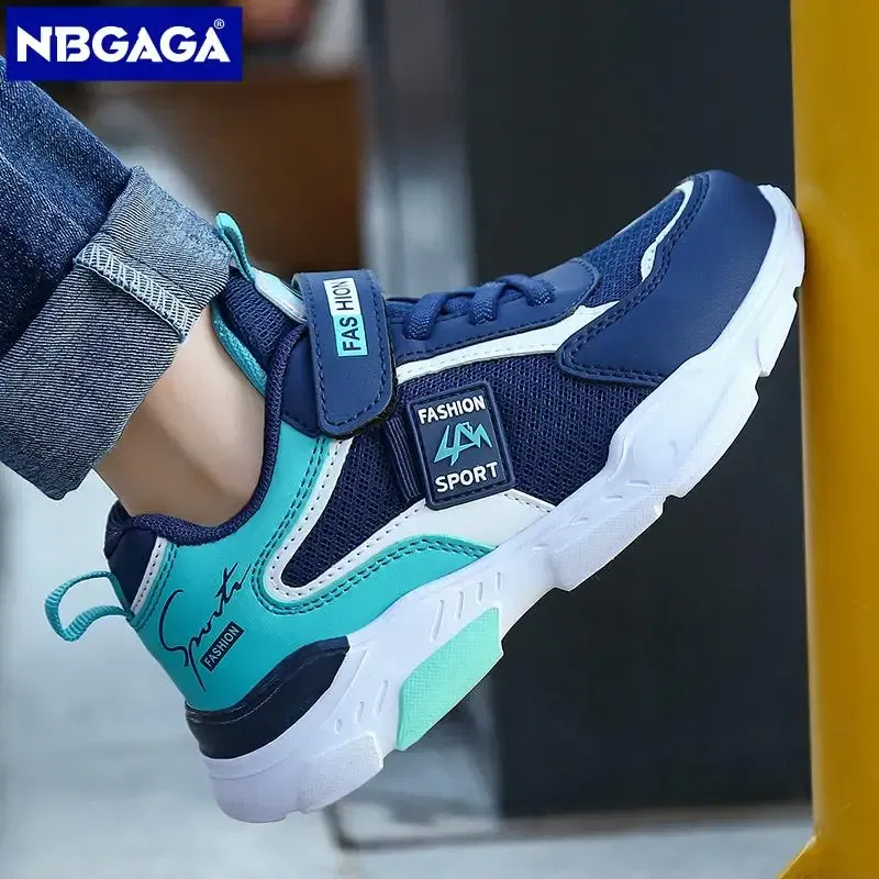 Color: Blue, Shoe Size: 28 - Children Casual Shoes for Boys Breathable Sneaker Summer Air Mesh Kids Hook&Loop Students School Shoe Size28-40