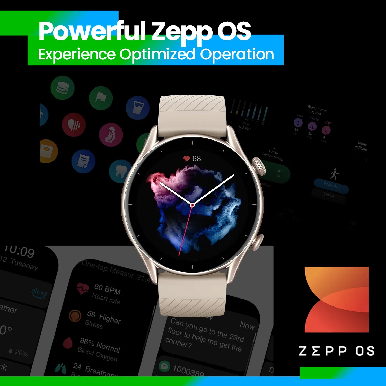 Color: green, Size: L, Ships From: CHINA - New! Global Version Amazfit GTR 3 GTR3 GTR-3 Smartwatch 46mm Zepp OS Alexa Built-in GPS Smart Watch Over 150 Sports Modes