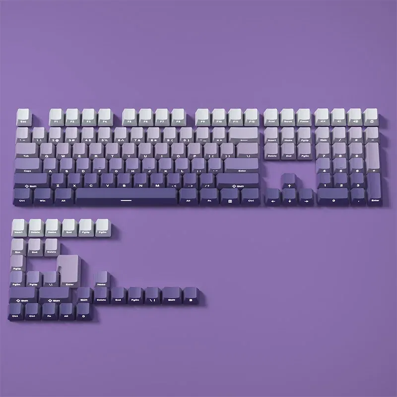 Color: green - Gradient Keycaps Side Printed Shine Through PBT Double Shot OEM Profile for MX Switches Gaming Keyboard 130+key caps