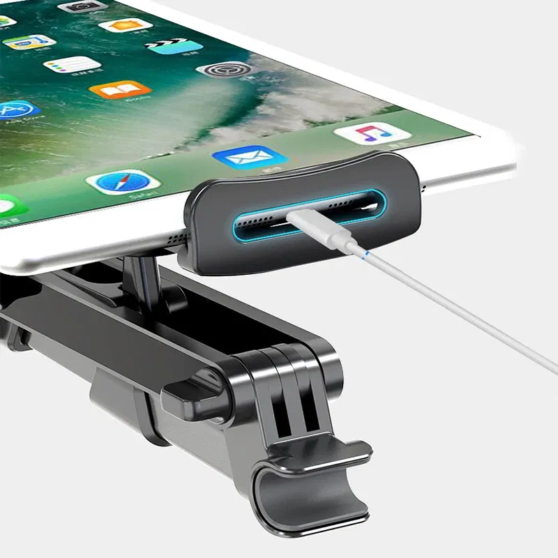 Color: Green - Telescopic Car Rear Pillow Phone Holder Tablet Car Stand Seat Rear Headrest Mounting Bracket for Phone Tablet 4-11 Inch