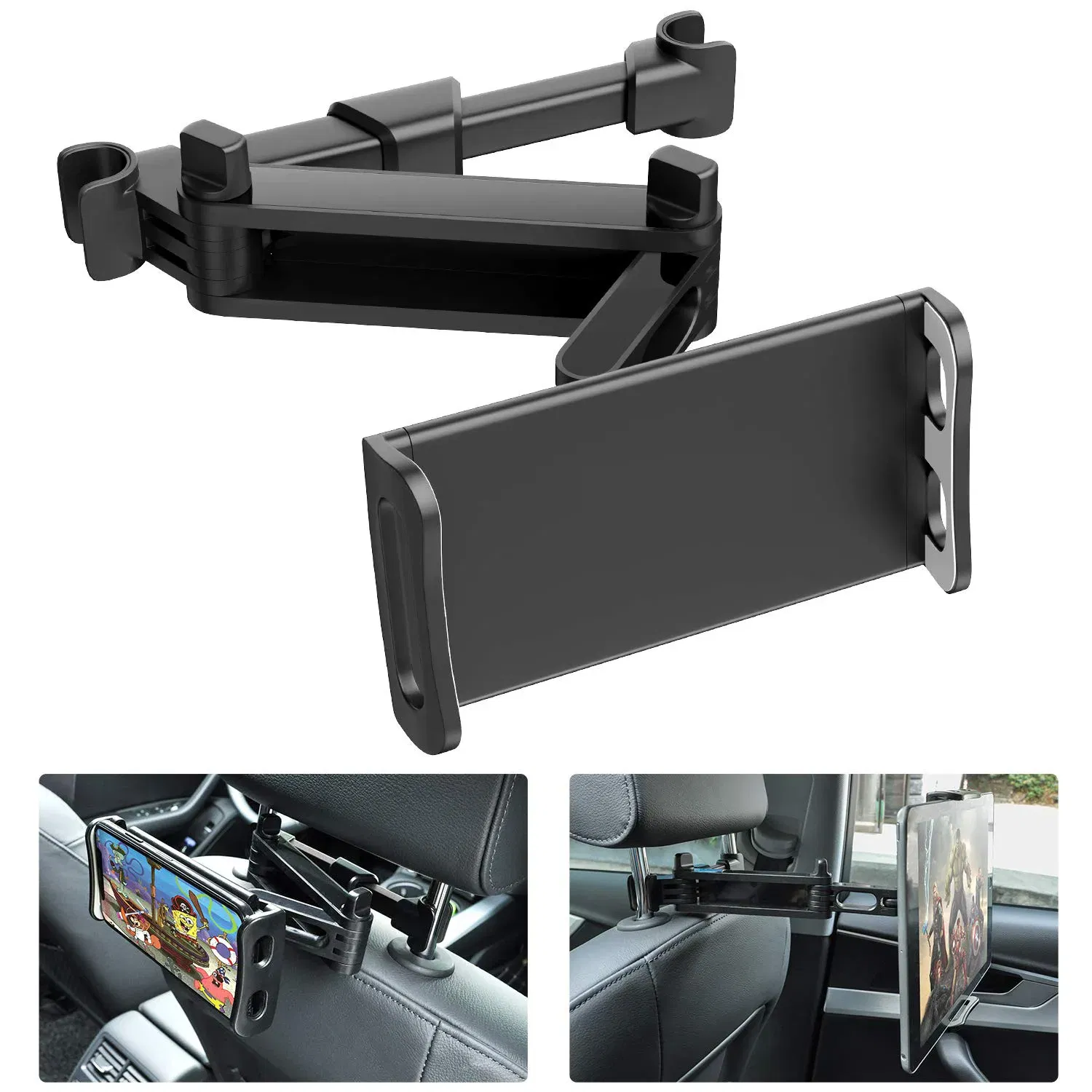 Color: Green - Telescopic Car Rear Pillow Phone Holder Tablet Car Stand Seat Rear Headrest Mounting Bracket for Phone Tablet 4-11 Inch