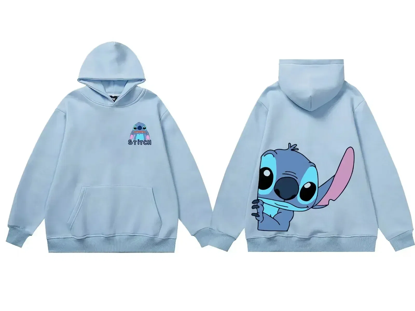Color: Orange, Size: 5T - Disney Hoodie Fashion Stitch Angel Monster Letter Cartoon Sweatshirt Pullover Cute Harajuku Unisex Women's Pocket Top