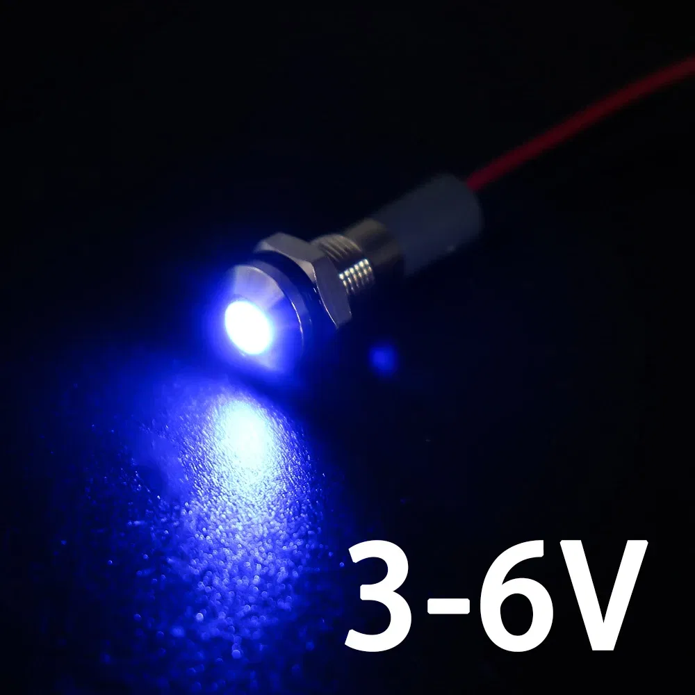 Color: Clear - 1PC IP65 6mm LED Waterproof Metal Indicator Light Signal Lamp With Wire 5V 12V 24V 220V Red/Yellow/Blue/Green/White Metal Button