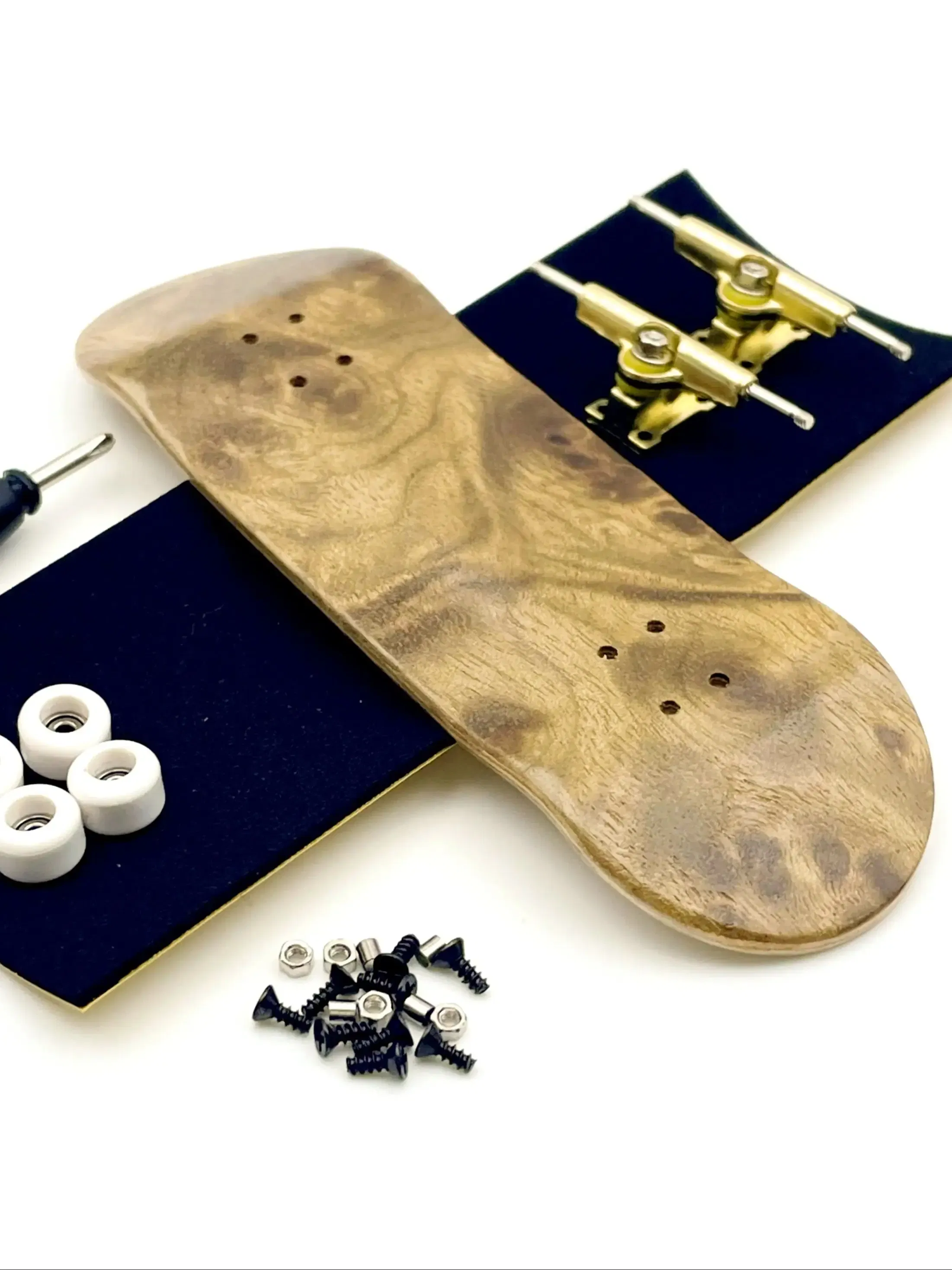 Color: Blue - 32mm Fingerboard Set with Maple Wooden Deck Metal Trucks Bearing Wheels