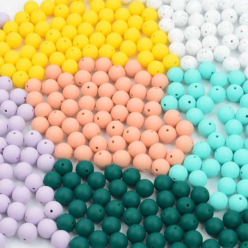 Color: WHITE - 500pcs Silicone Beads Food Grade Round 9mm 12mm 15mm 19mm 22mm Baby Teething Toys DIY Baby Pendant Necklace Silicone Teeth