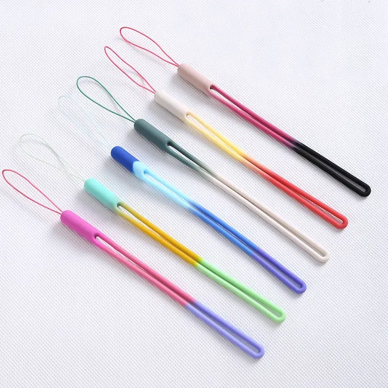 Color: Yellow / Gold - 1pcs New Watercolor silicone lanyard liquid wrist lanyard creative speaker fan short sling U disk silicone mobile phone lanyard