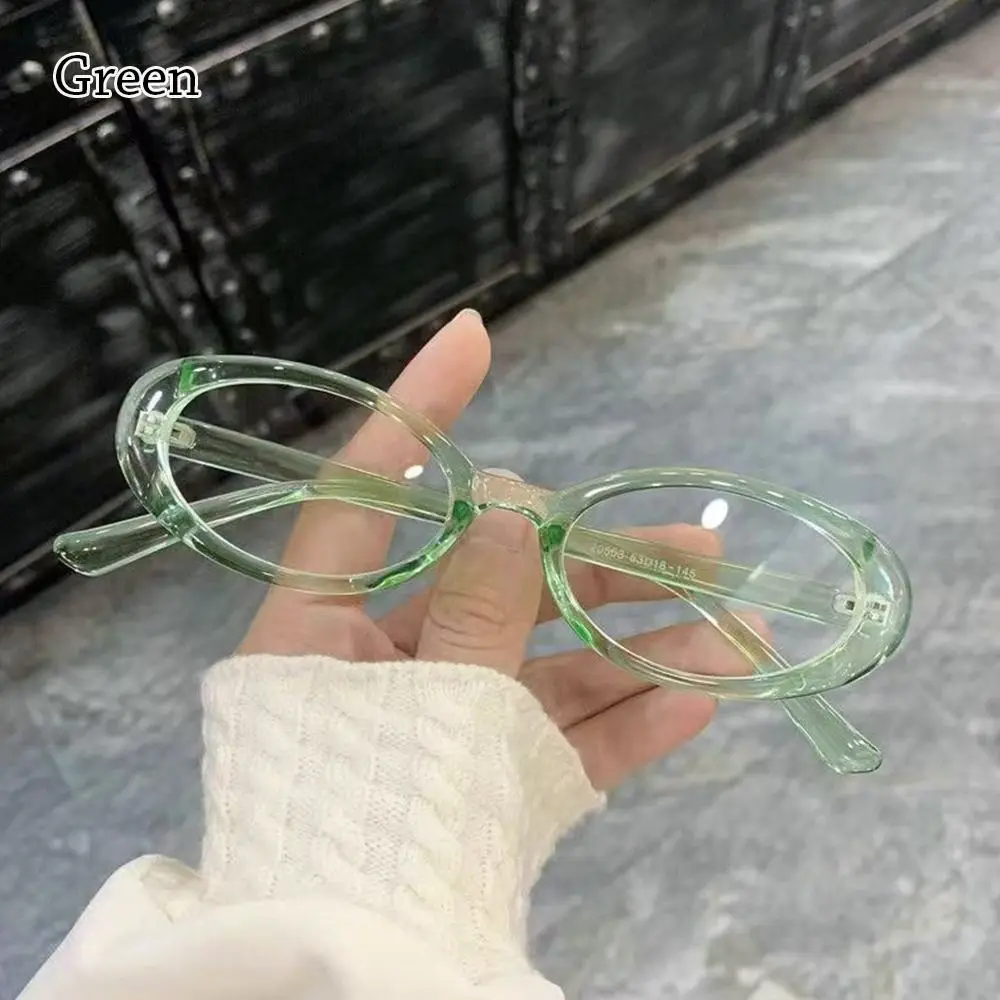 Frame Color: Yellow - Y2K Retro Oval Frame Glasses Women Female Sweet Cool Eyewear Trend Reading Computer Anti Blue Light Eyeglasses