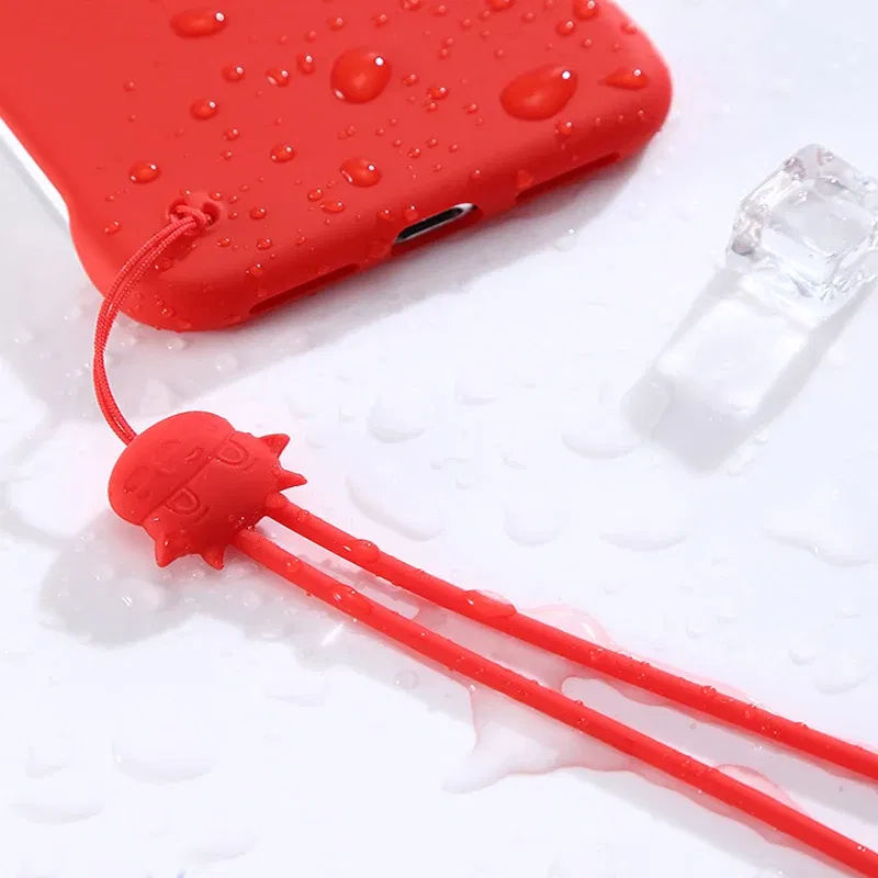 Color: Pink - Cartoon cow silicone lanyard liquid short wrist lanyard creative warm hand treasure U disk sling silicone mobile phone lanyard