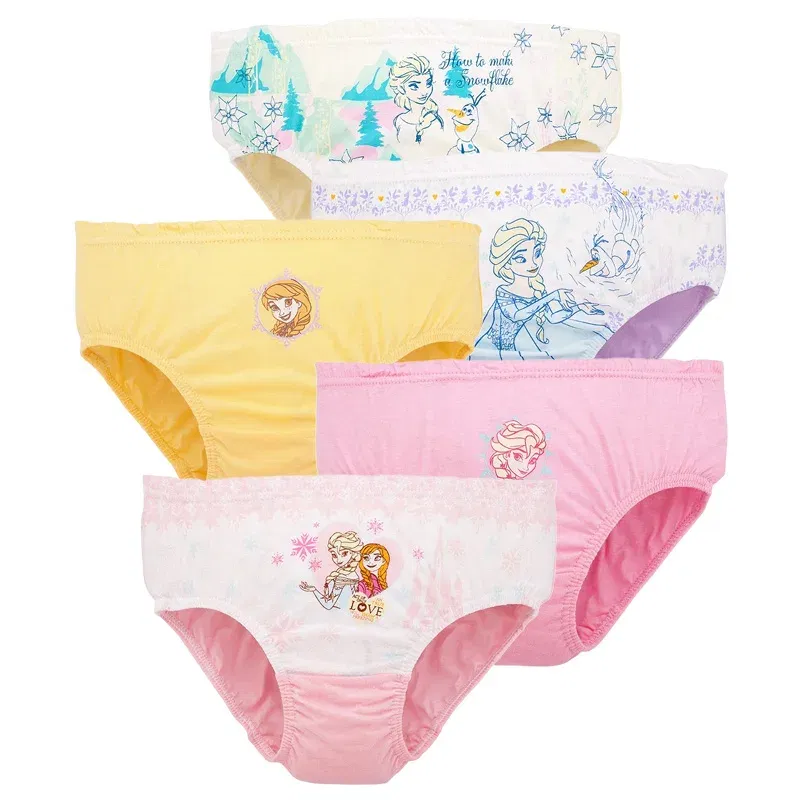 Color: black, Kid Size: 4T - 5 Pack Girls Cotton Briefs With Exquisite Box, Queen Elsa Kids Soft Girls Panties, Princess Cartoon Children's Underpants 2-14T
