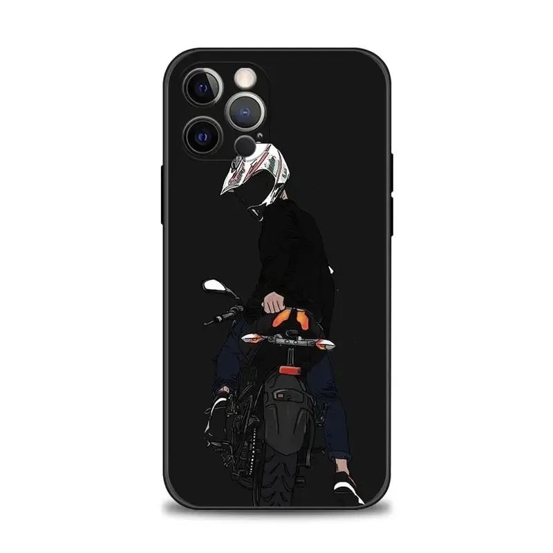Color: Gold, Material: POLYESTER - Moto Cross Motorcycle Sports Phone Case For iPhone 16 15 14 13 12 11 Pro Max XS X XR Plus Mini Luxury Black Soft Cover Funda