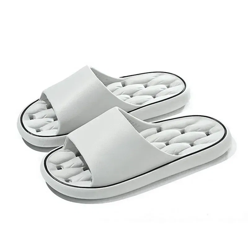 Color: GRAY, Shoe Size: 42 - Bathroom House Slippers Leaking Quick-Drying Shower Slipper Light Weight Waterleaky Beach Flip Flops Women Swimming Slides