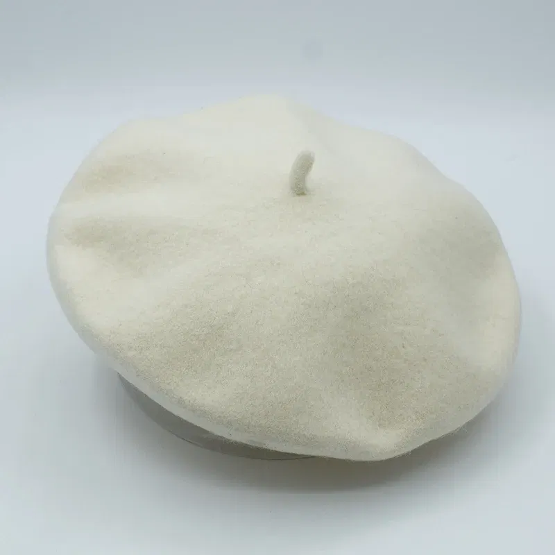 Color: WHITE, Hat Size: One Size - Wool Thick Berets Artist French Beret Women Painter Hat Girls Female Warm Walking Cap