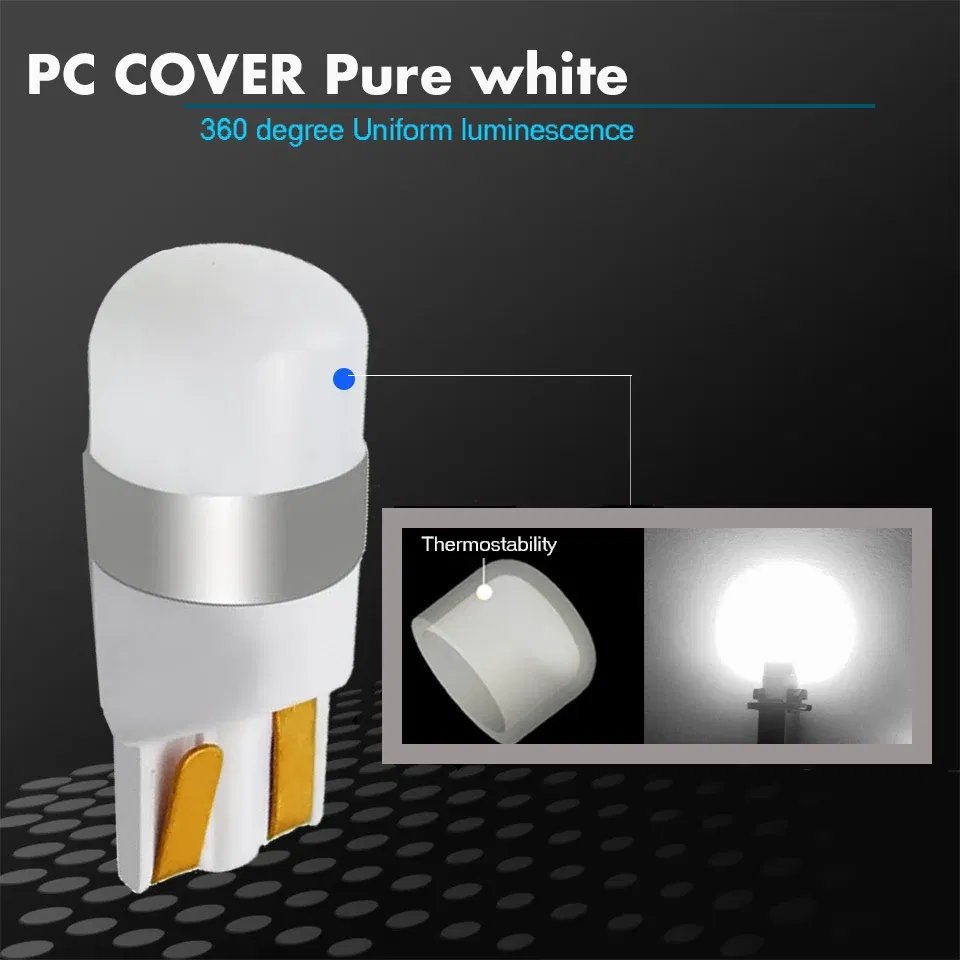 Emitting Color: Crystal Blue - 1X Diffuser Covered 350LM T10 W5W LED Car Clearance Lights Reading Lamp Auto Vehicle Dome Door Bulb Accessories Pure White 6000K