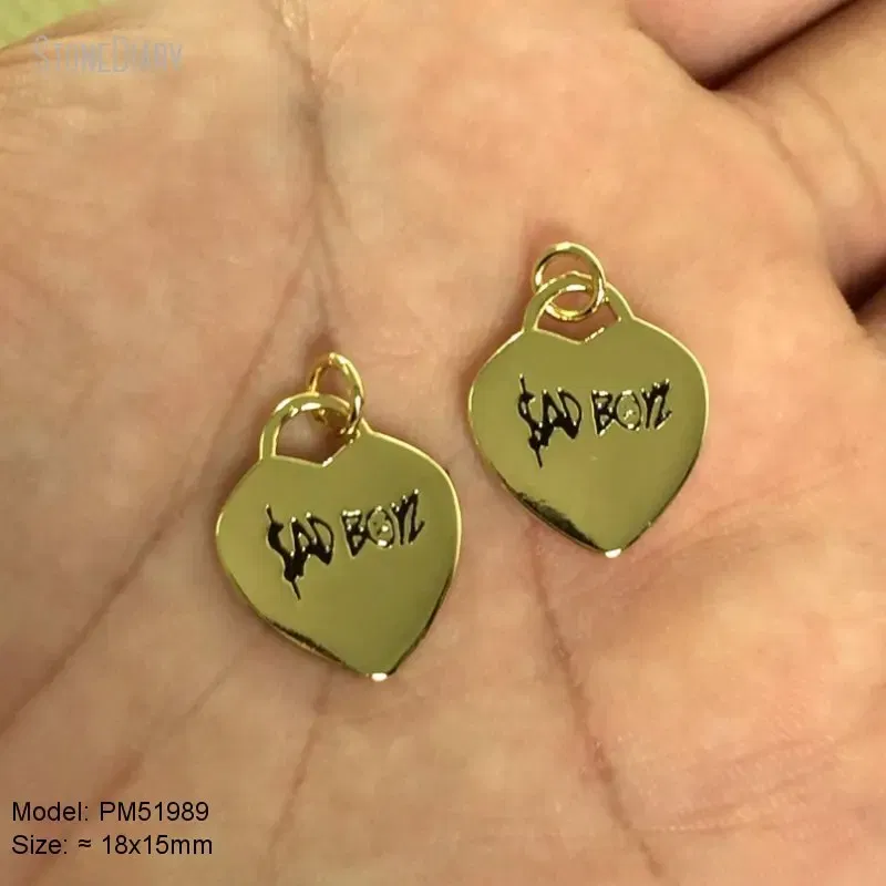 Metal color: Blue Zinc Plated - 10Pcs Letter Sadboyz or Sadgirls Black Enamel Copper Gold Color Pendant Charms for Jewelry Making