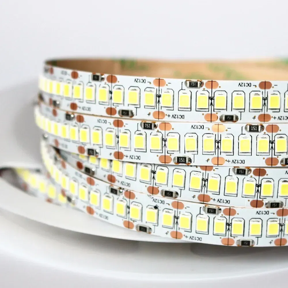 Emitting Color: Cold White, Color: Yellow - 1/2/3/4/5M 12V IP20 Non waterproof  2835 LED Strip 240 led Flexible light tape showcase led more bright LED strip white warm