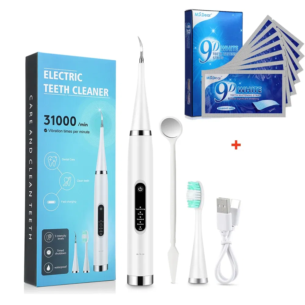 Color: Multicolour - Electric Teeth Cleaner Dental Scaling Tooth Whitening and Cleaning Device IPX6 Waterproof Stains Remover Oral Care USB Charging
