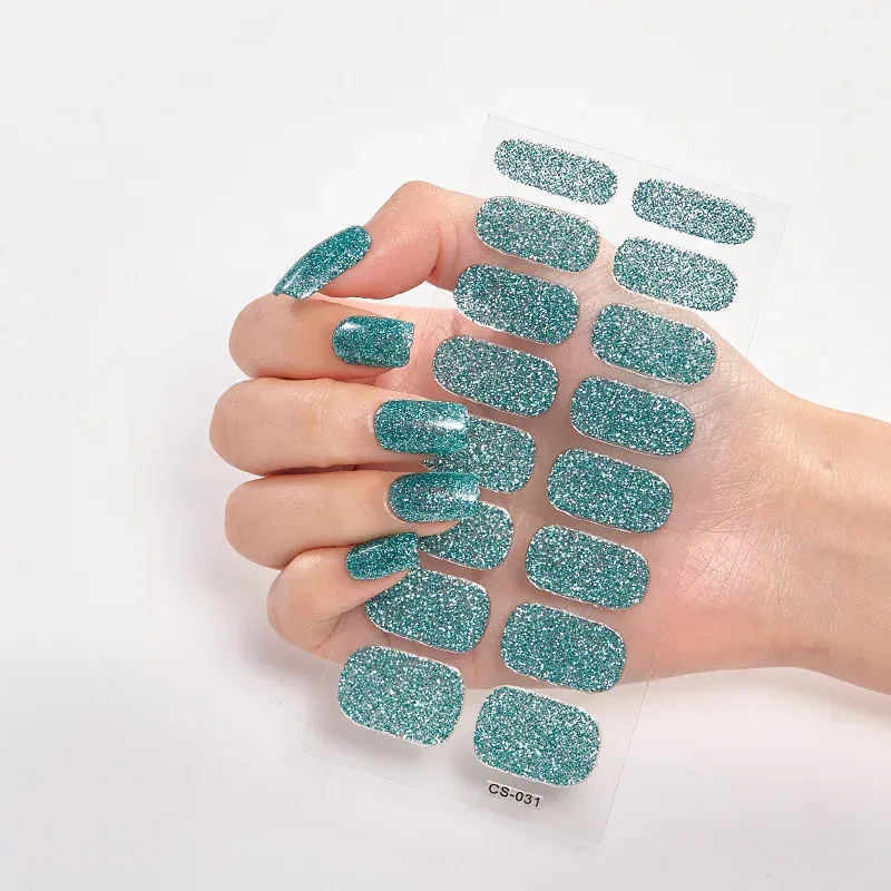 Color: black - Nail Sticker Shiny Design Full Beauty Stickers for Nails Decals Plain Stickers Women Salon Nail Art
