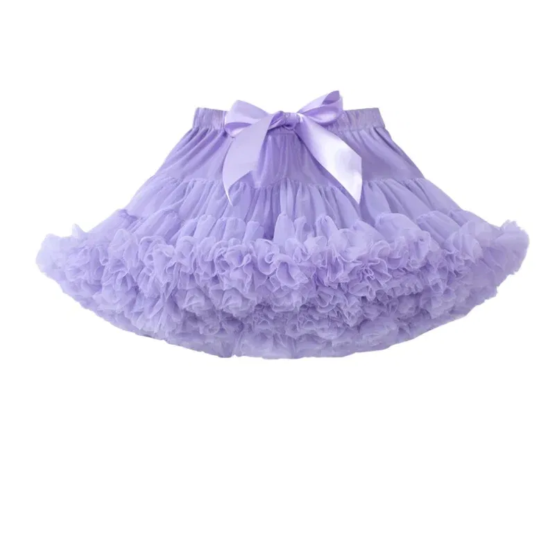 Color: PURPLE, Kid Size: 4 - Baby Girls Tulle Tutu Skirt Ballerina Pettiskirt Fluffy Children Ballet Skirts For Party Dance Princess Girl Tulle Clothes 1-10Y