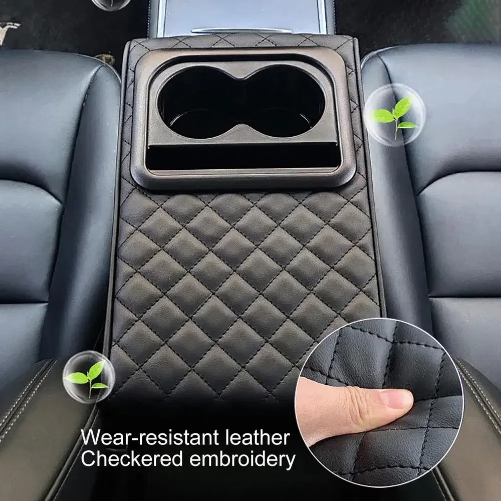 Color Name: PURPLE, Ships From: CHINA - Car Armrest Cushion With Cup Holder Universal Storage Support Central Armrest With Elbow Pocket Cotton Memory Wear-Resistant