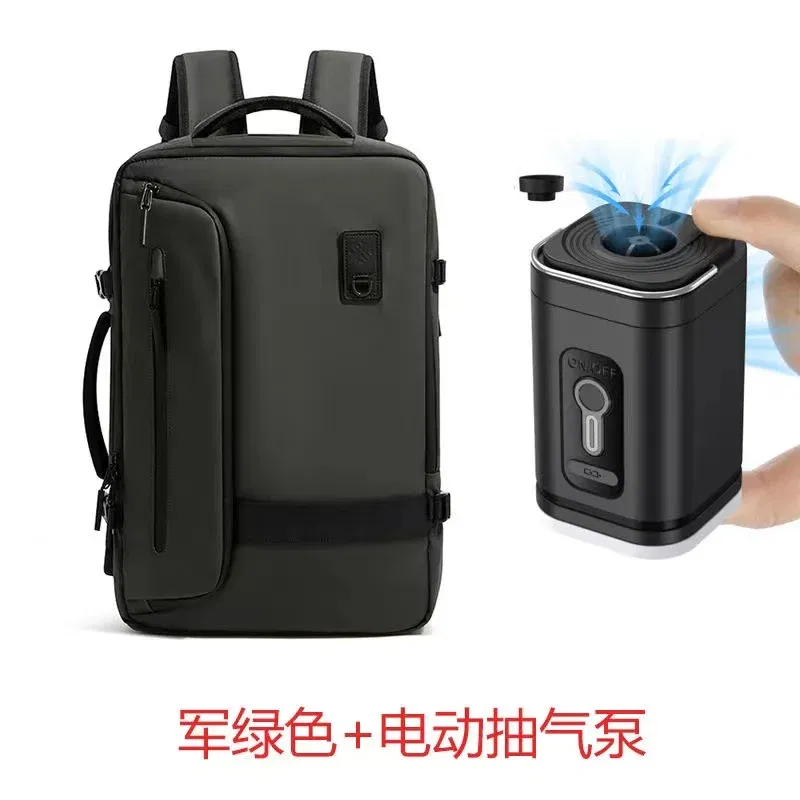 Color: Ivory - Vacpack Vacuum Compression Backpack Airback with Pump Men Waterproof Expandable Carry On Travel Backpack 17 inch Laptop Backpack