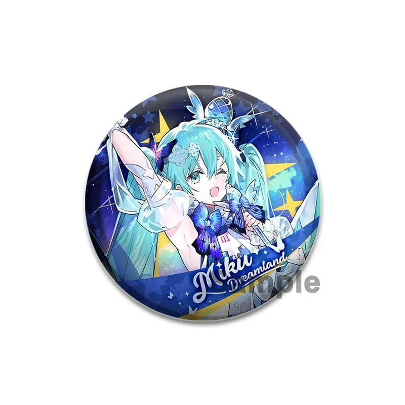 Color: light yellow, Size: S - 58/44/32mm Miku Anime Round Pins Cartoon Badges Cosplay Handmade Tinplate Brooch on Backpack Clothes Chest Ornament Gifts