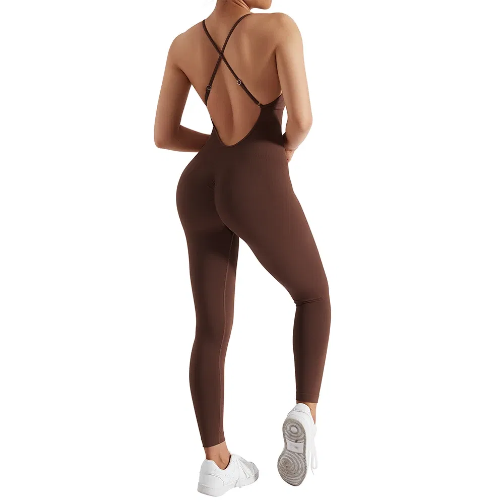 Color: Light Yellow, Size: M - Bodycon Jumpsuit Women Full Seasons Casual Fitness Sporty Playsuit Sleeveless Slim Activewear All In One Jumpsuit Clothing Lady