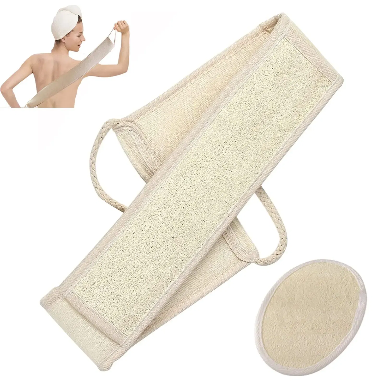 Color: Blue - Bath Sponge Natural Exfoliating Loofah Sponge Scrubber Body Backwash Belt Back Exfoliator Strap Bath Accessories
