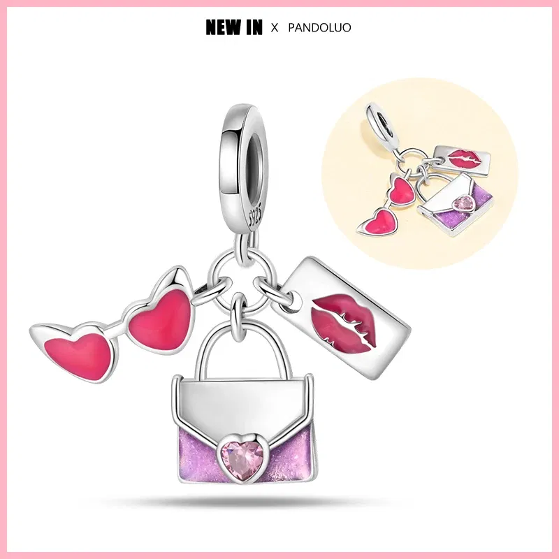 Color: AGATE - 2024 New Fashion 925 Sterling Silver Crystal Slippers Barbie Series Charm Beads Suitable for Pandora Original Bracelet DIY Gift