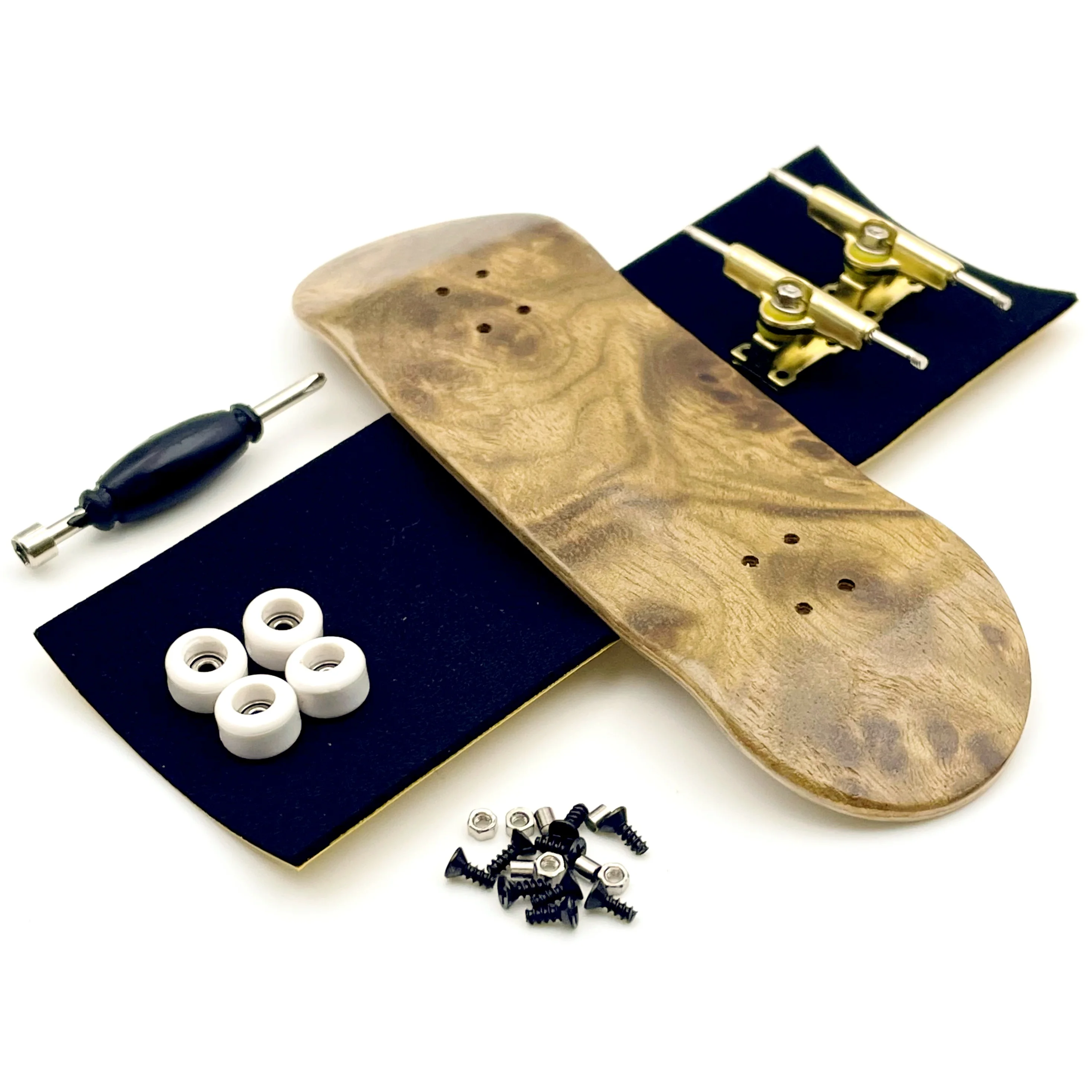 Color: black - 32mm Fingerboard Set with Maple Wooden Deck Metal Trucks Bearing Wheels